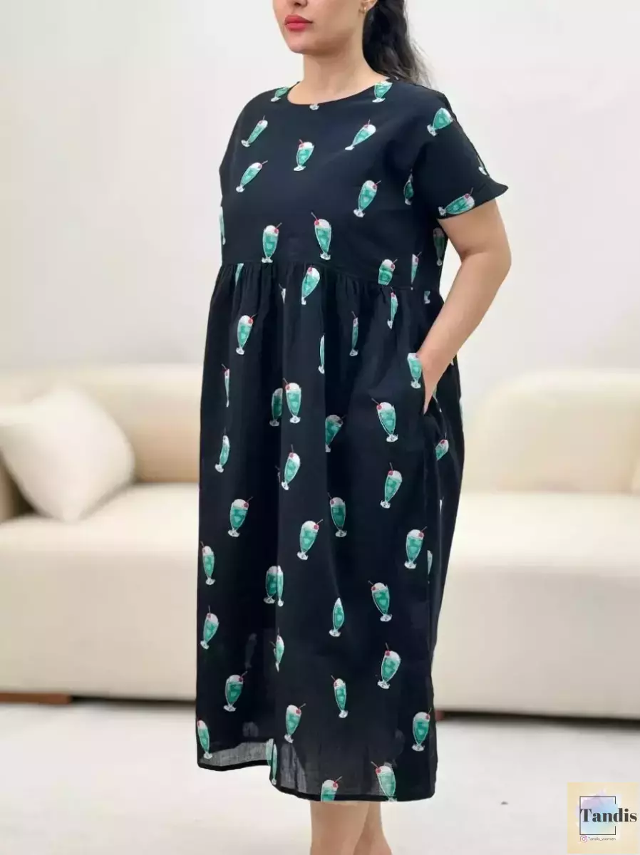 پیراهن نخی طرحدار