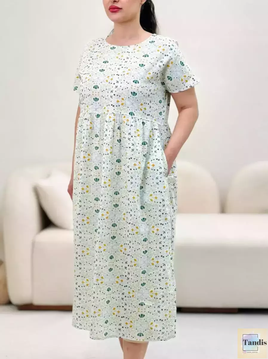 پیراهن نخی طرحدار