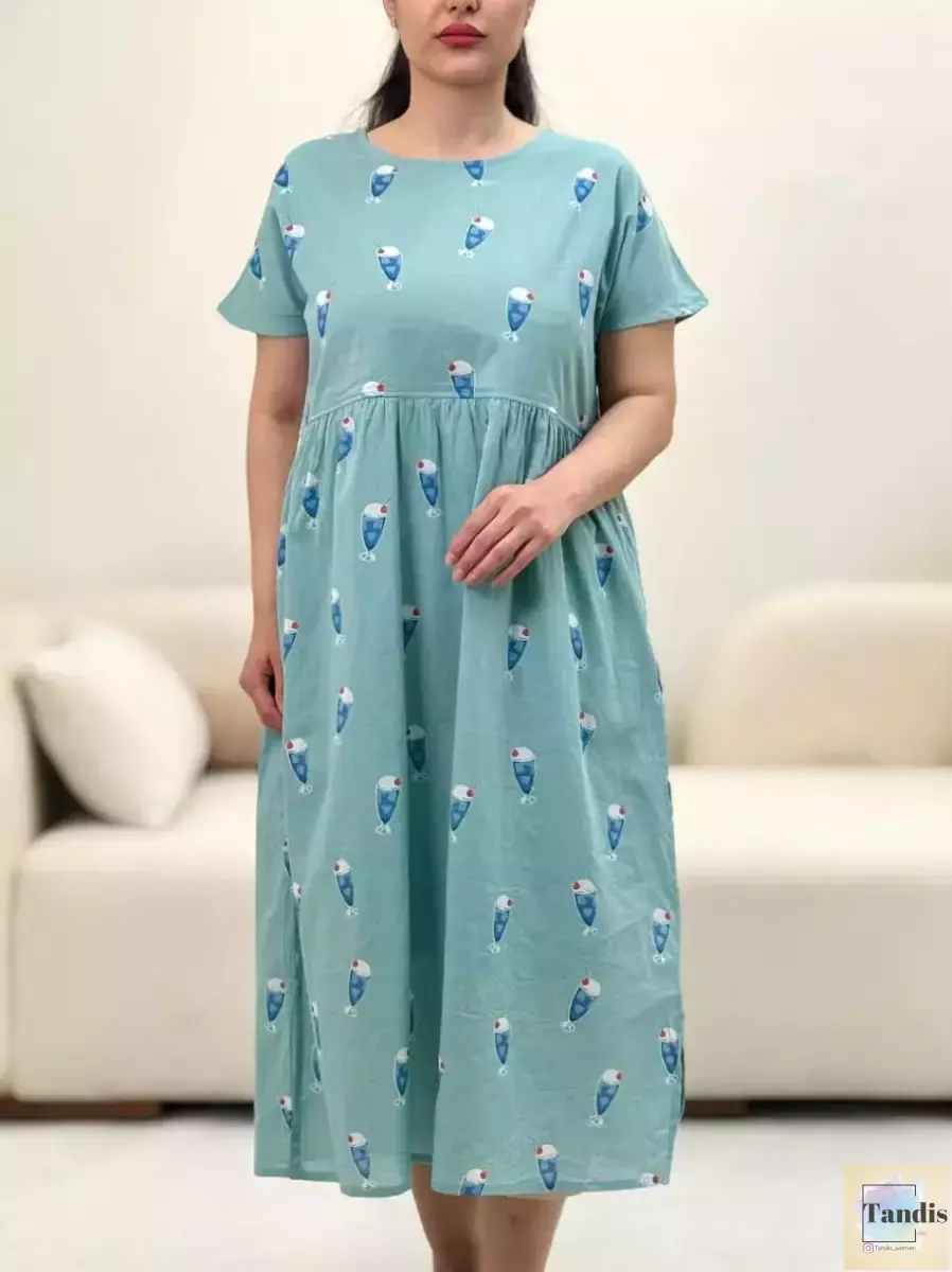 پیراهن نخی طرحدار