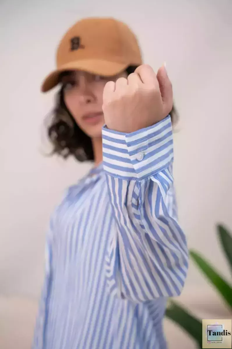 شومیز راه راه آبی h&m