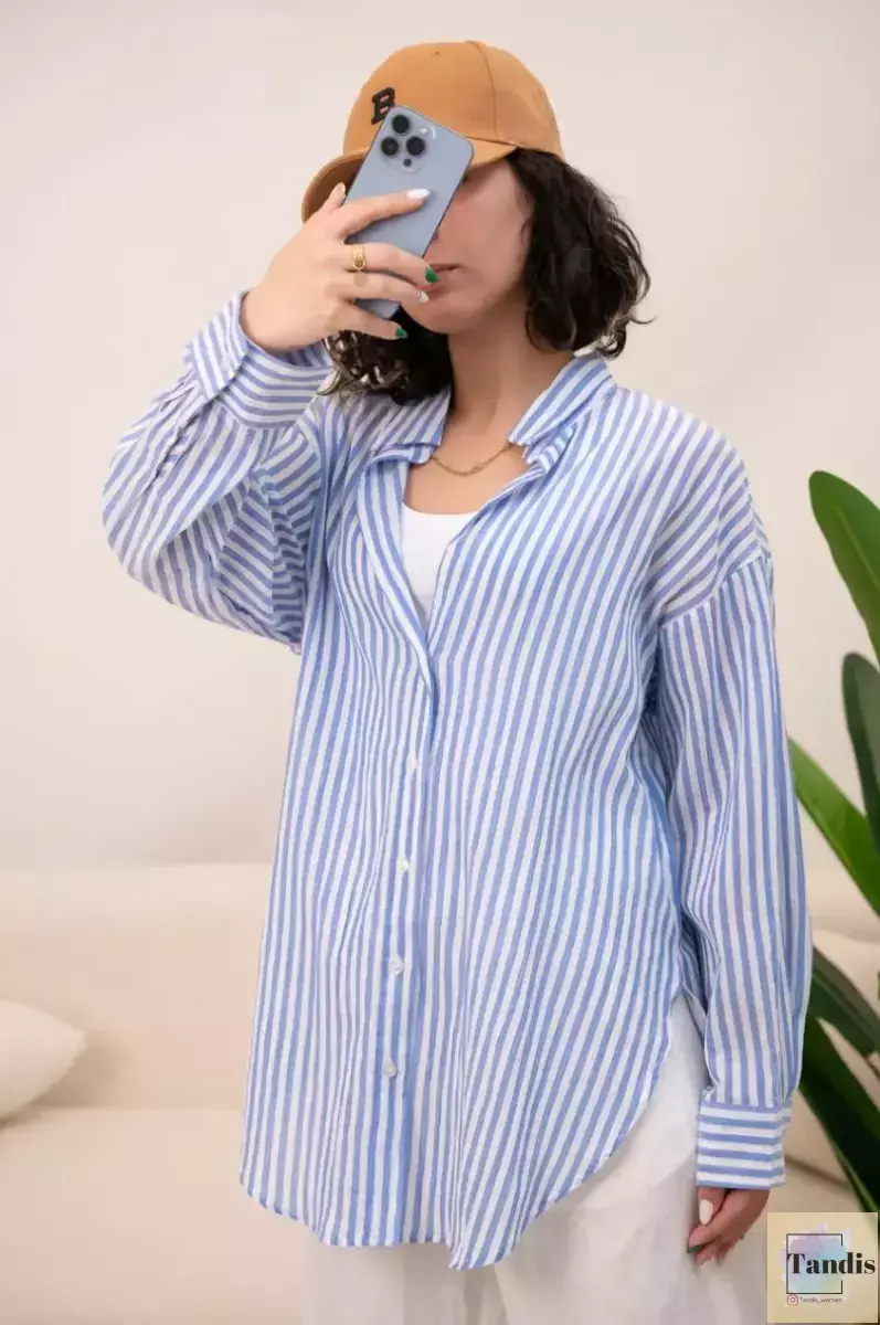 شومیز راه راه آبی h&m
