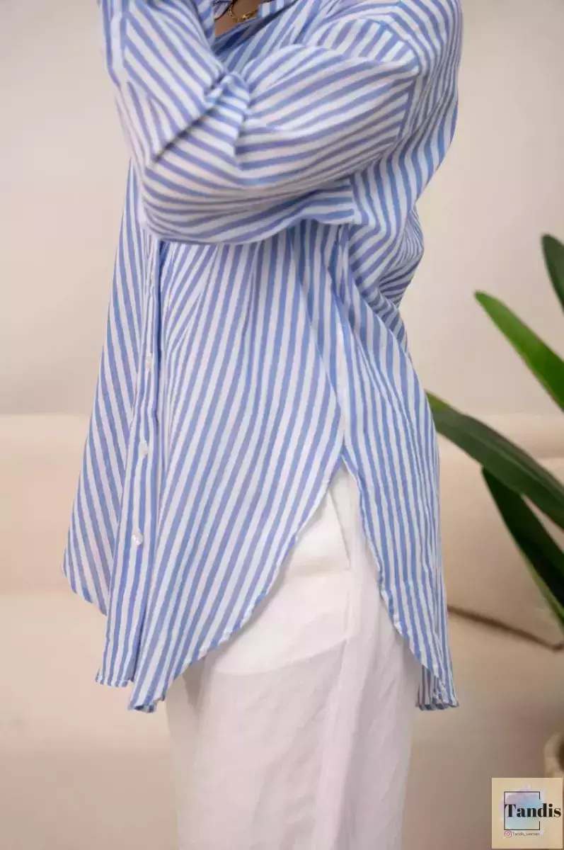 شومیز راه راه آبی h&m