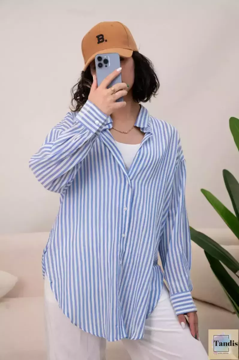 شومیز راه راه آبی h&m