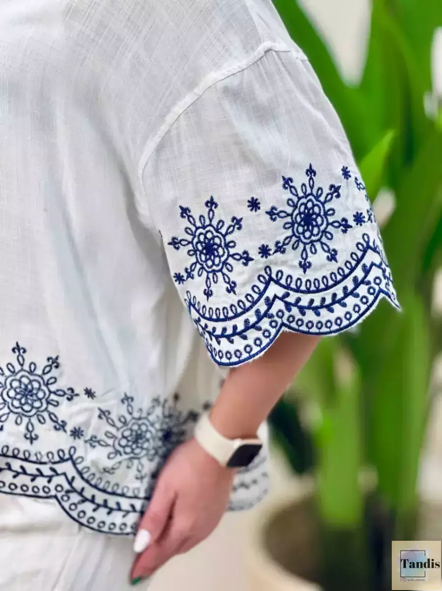 شومیز پایین گلدوزی سفید