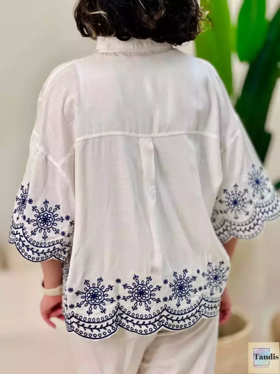 شومیز پایین گلدوزی سفید
