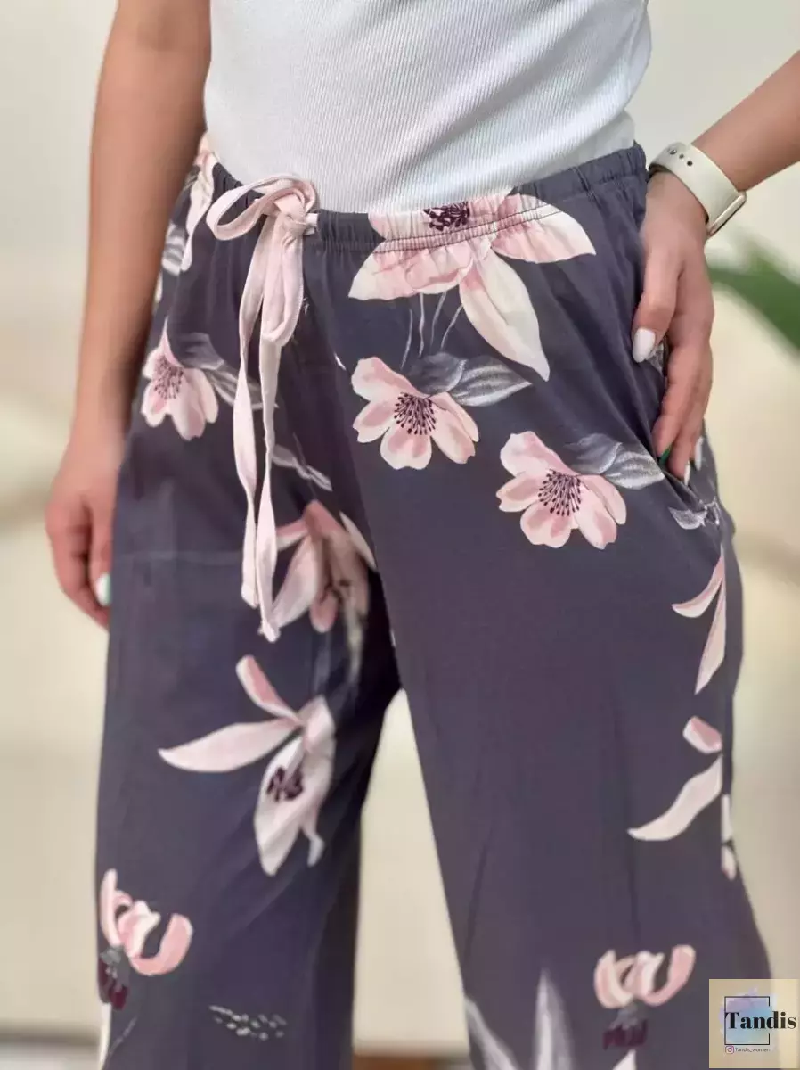 شلوار خانگی گلدار(زمینه نوک مدادی)