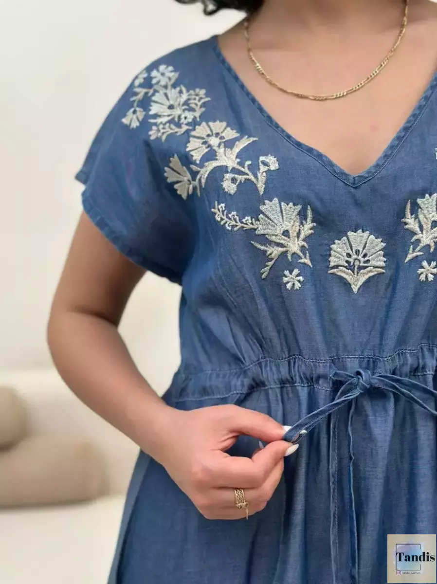 پیراهن جین گلدوزی