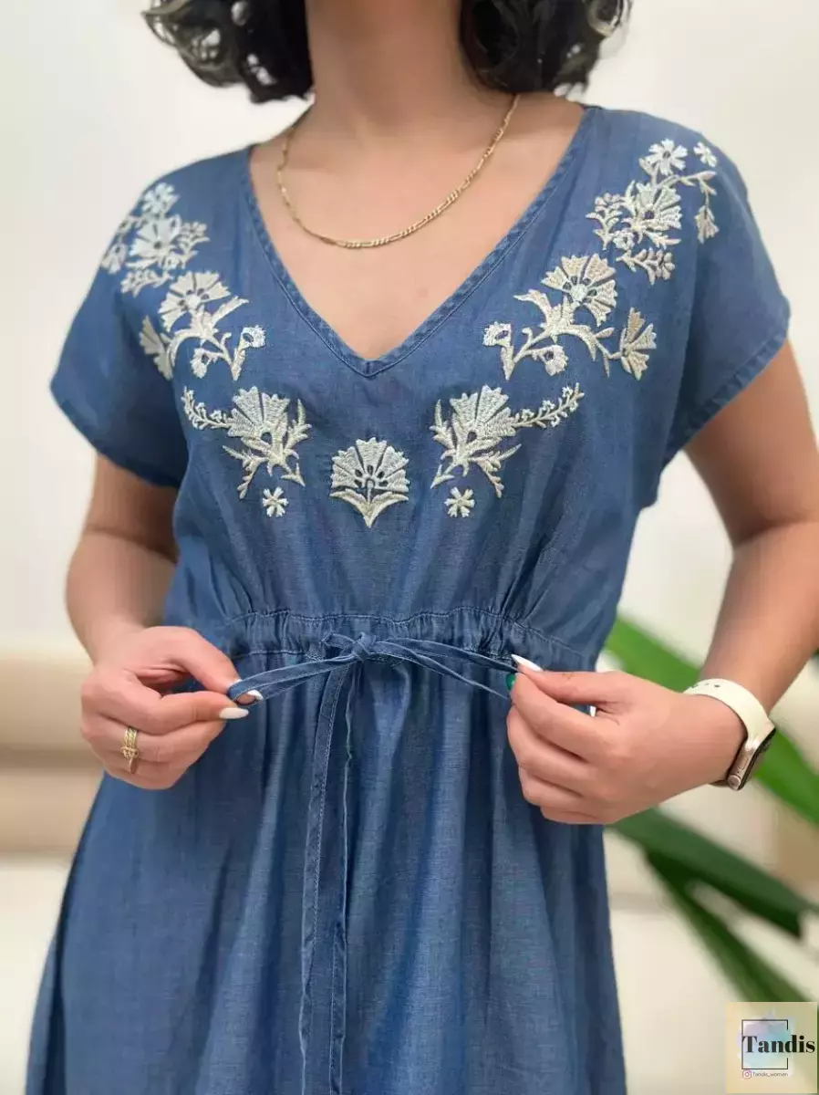 پیراهن جین گلدوزی