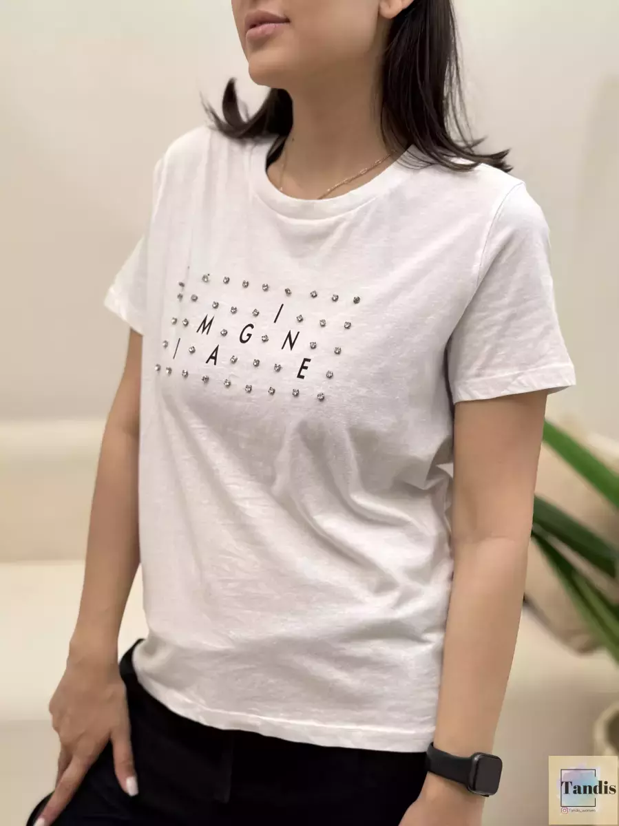 تیشرت سفید نگین دار