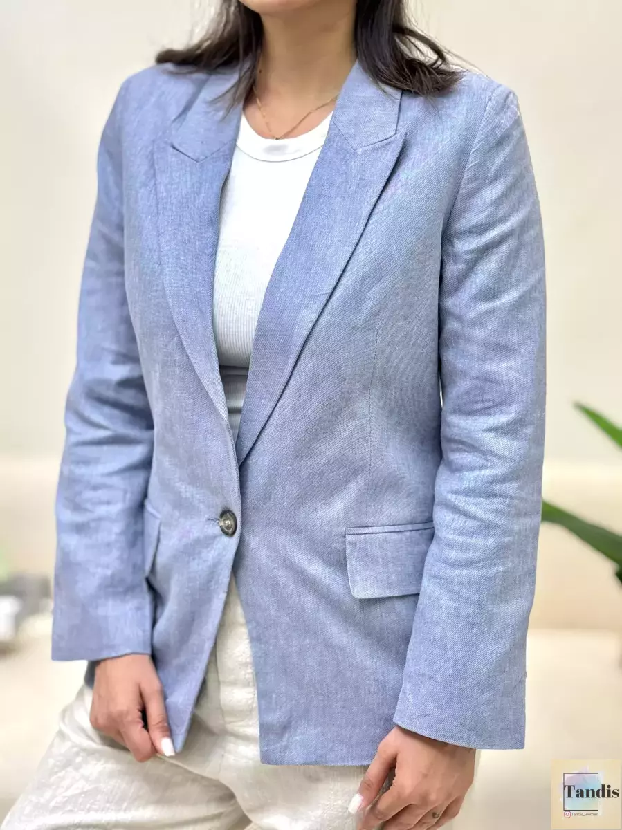 کت لینن آبی و سبز