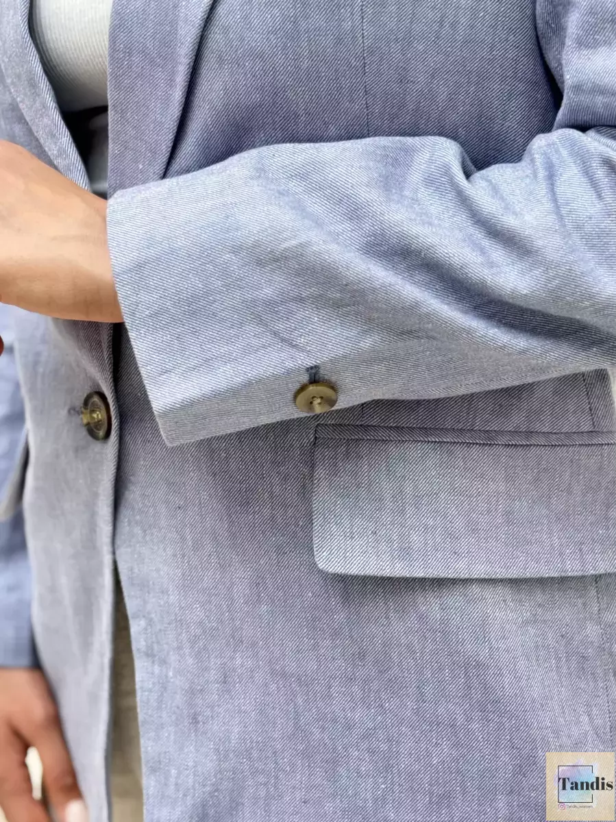 کت لینن آبی و سبز