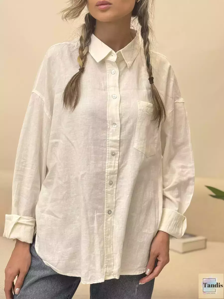 شومیز لینن شیری