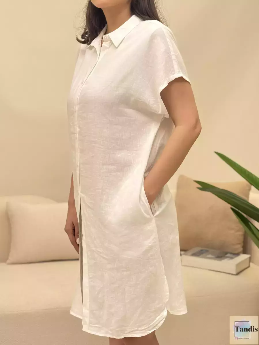 پیراهن سفید بلند جلودکمه