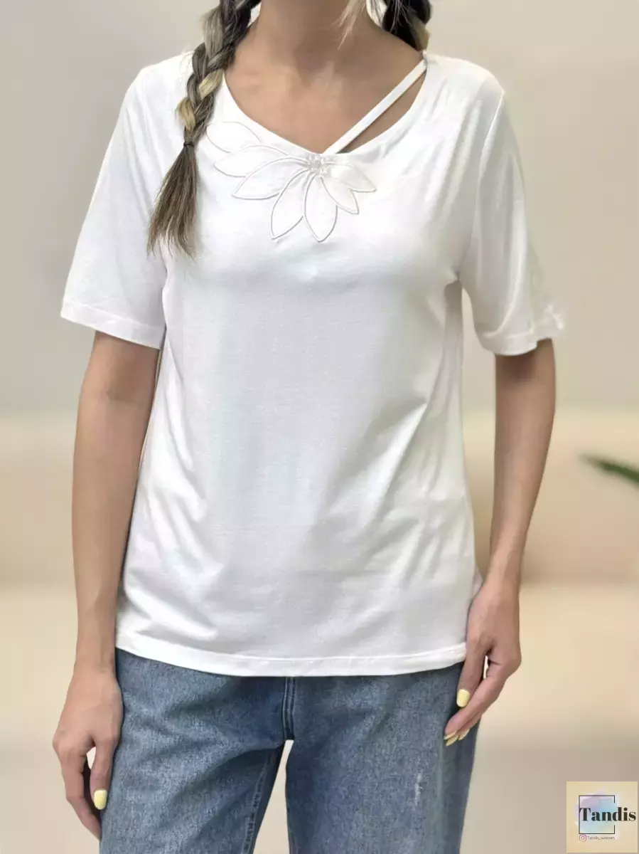 تیشرتlady(سبزآبی/سفید)