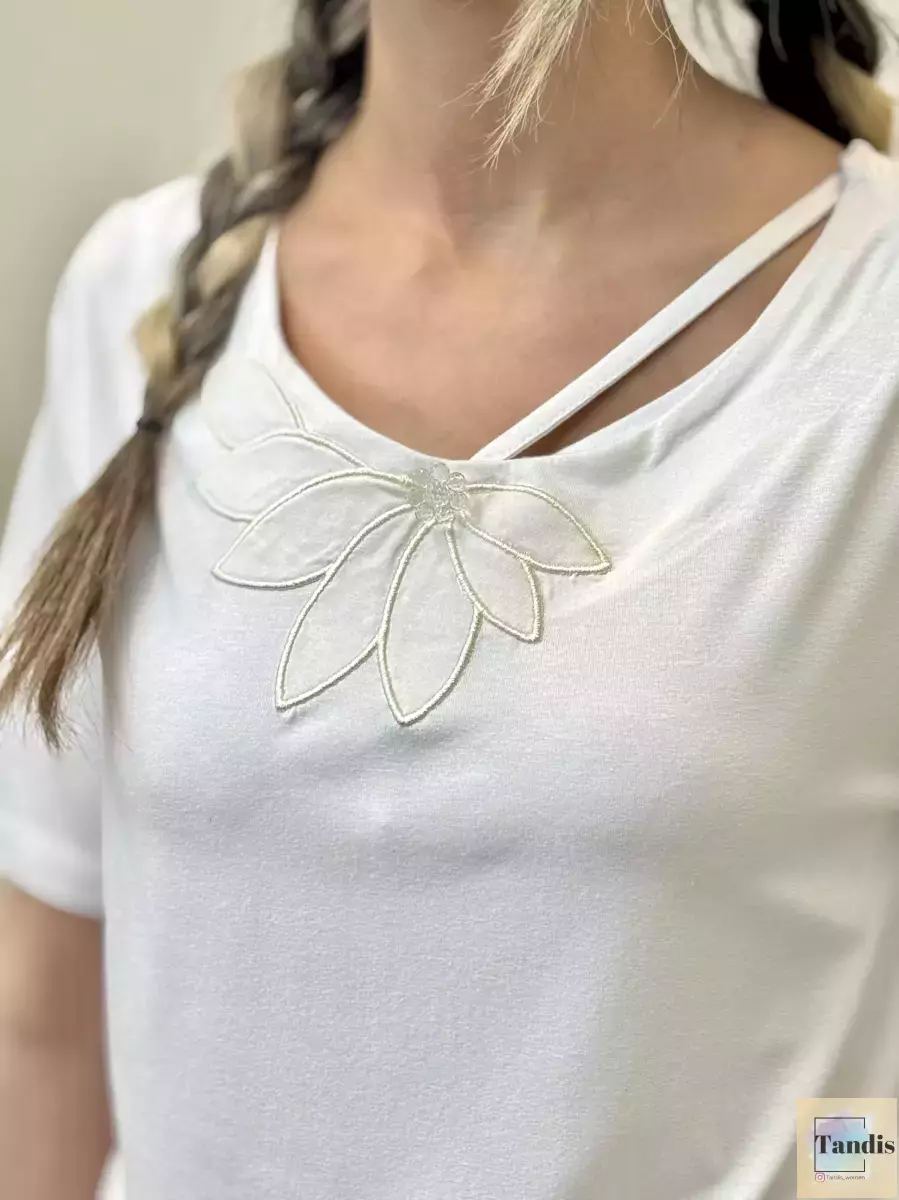تیشرتlady(سبزآبی/سفید)