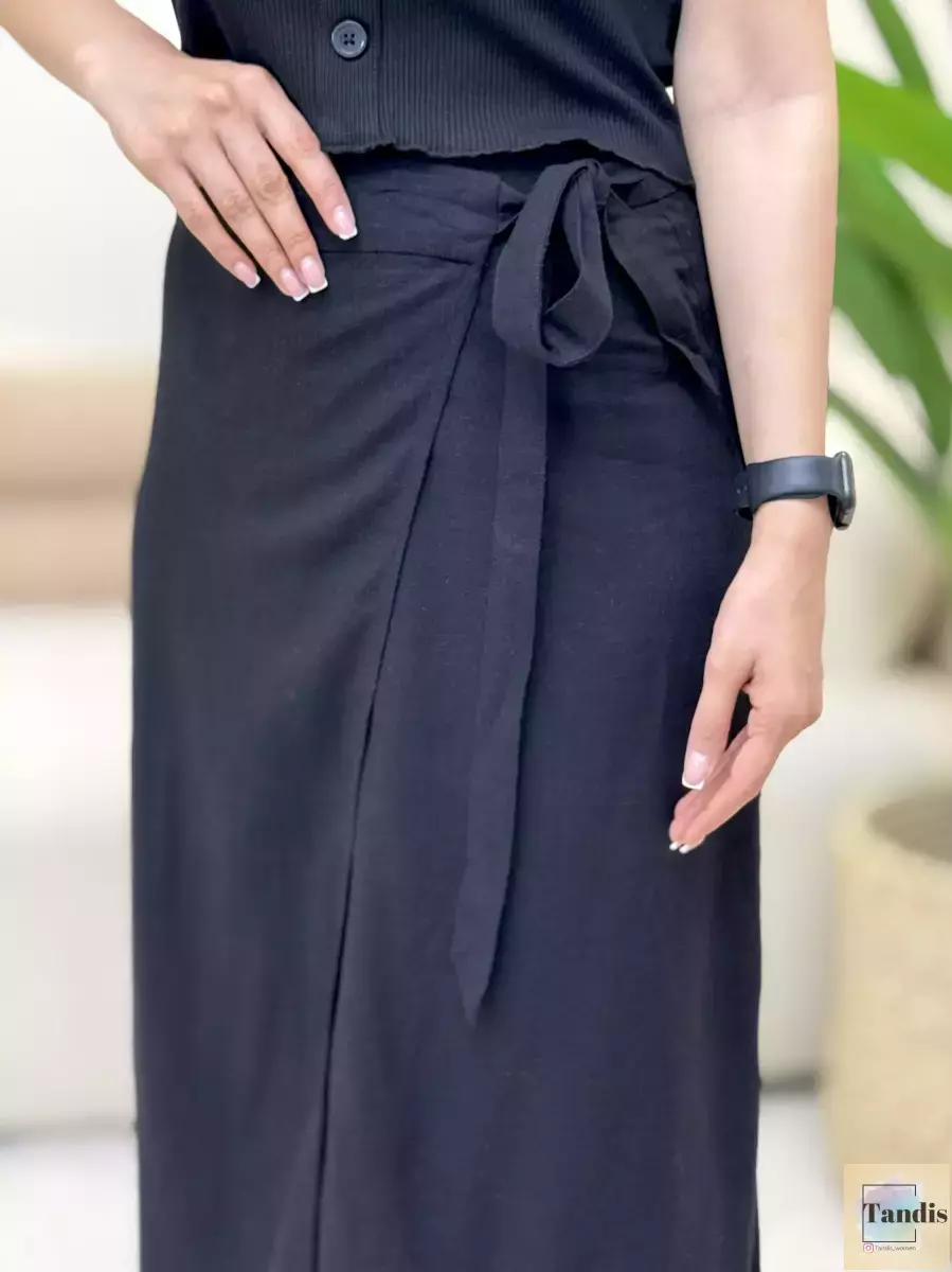 دامن لینن لنگی مشکی