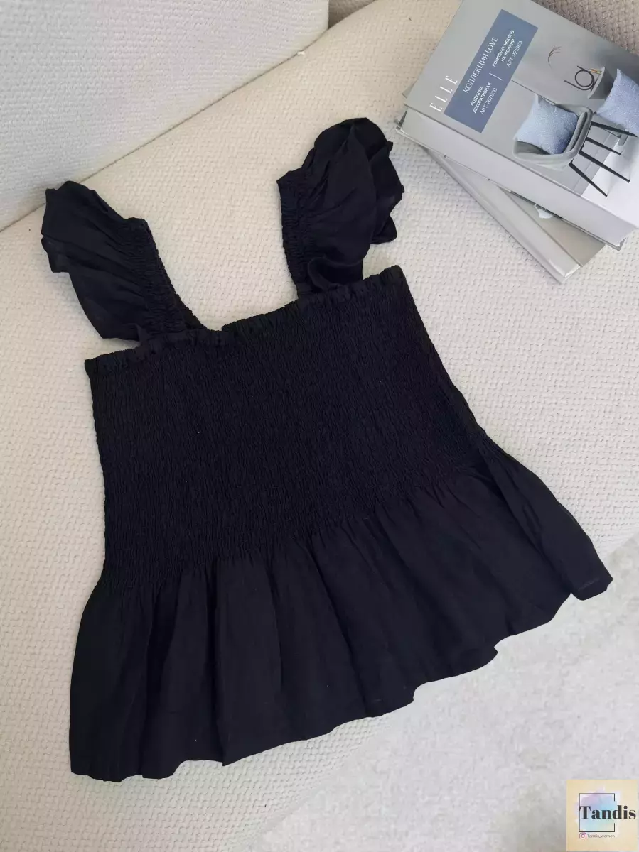 تاپ لینن کش دوزی (سفید/مشکی/آبی)