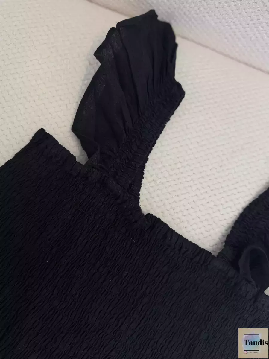 تاپ لینن کش دوزی (سفید/مشکی)