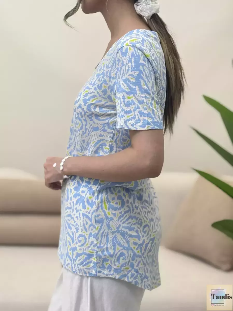 تیشرت آستین کوتاه طرحدار آبی(Nutmeg)