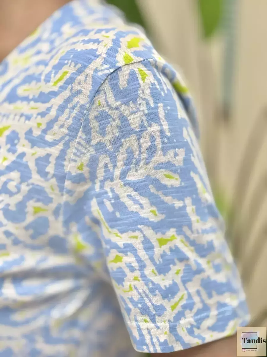 تیشرت آستین کوتاه طرحدار آبی(Nutmeg)