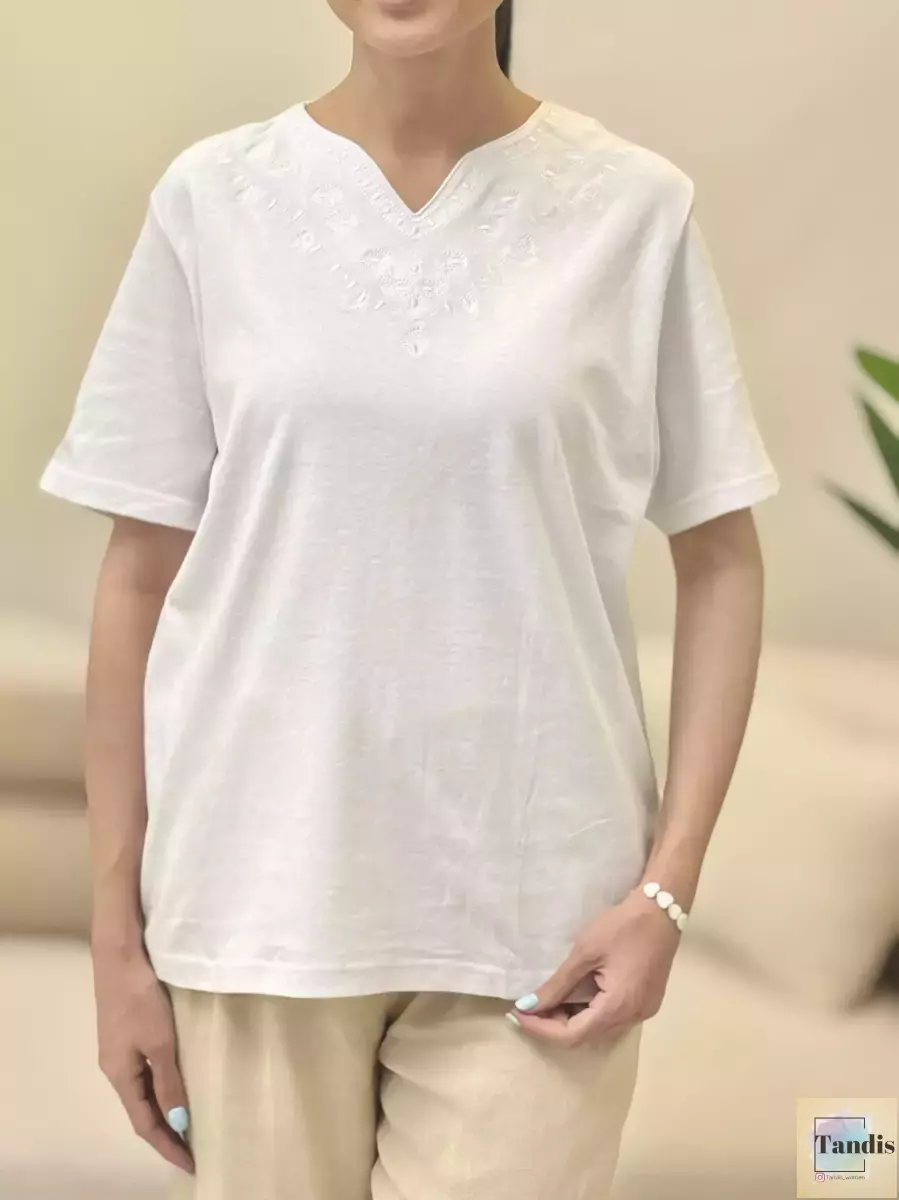 تیشرت یقه گلدوزی (3 رنگ)