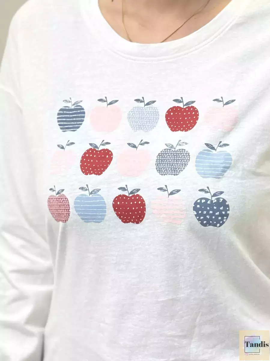 تیشرت آستین بلند طرح سیب