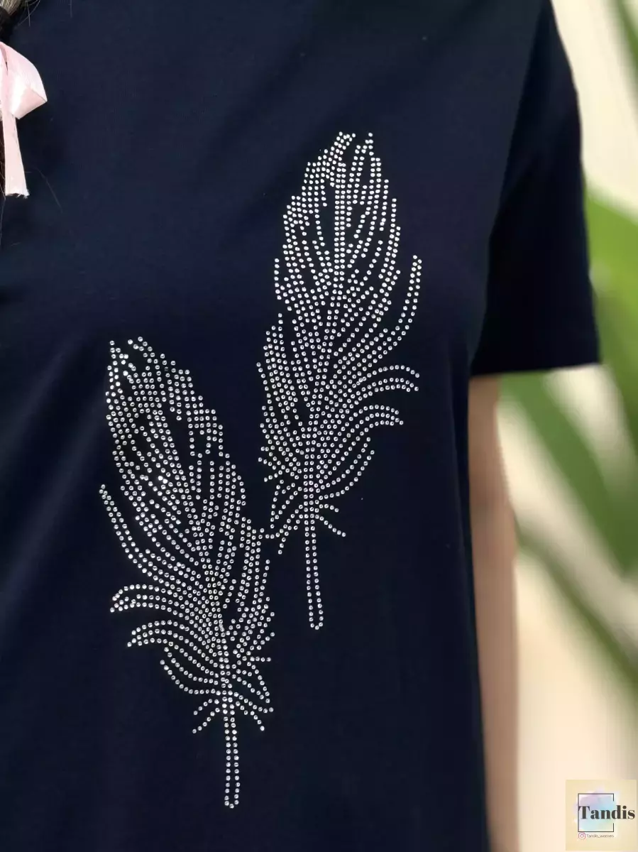 تیشرت سرمه ای نگین دار