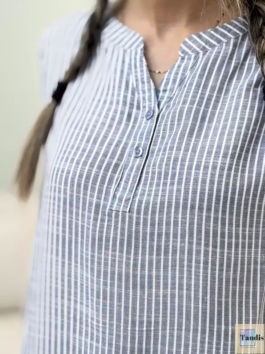 تاپ جلو دکمه راه راه(2رنگ)