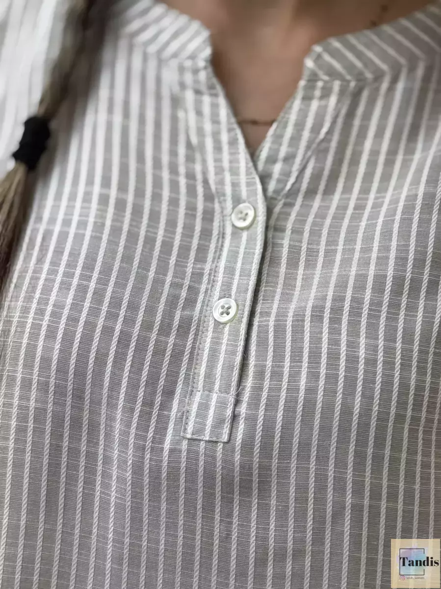 تاپ جلو دکمه راه راه(2رنگ)