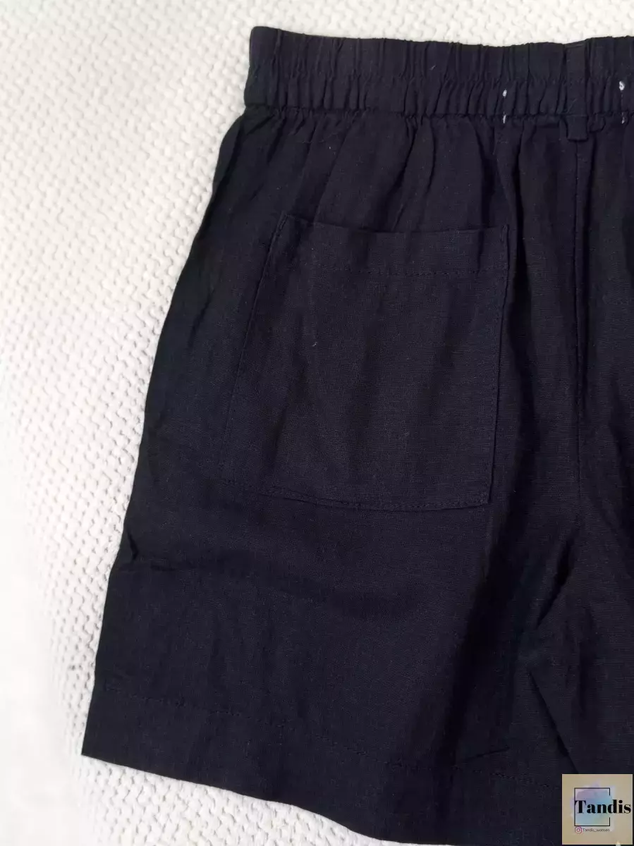 شلوارک لینن کرم و مشکی