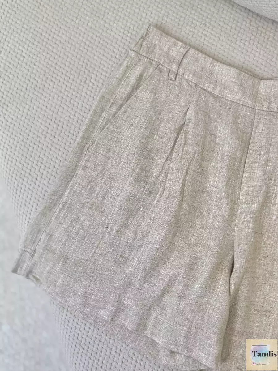 شلوارک لینن کرم و مشکی