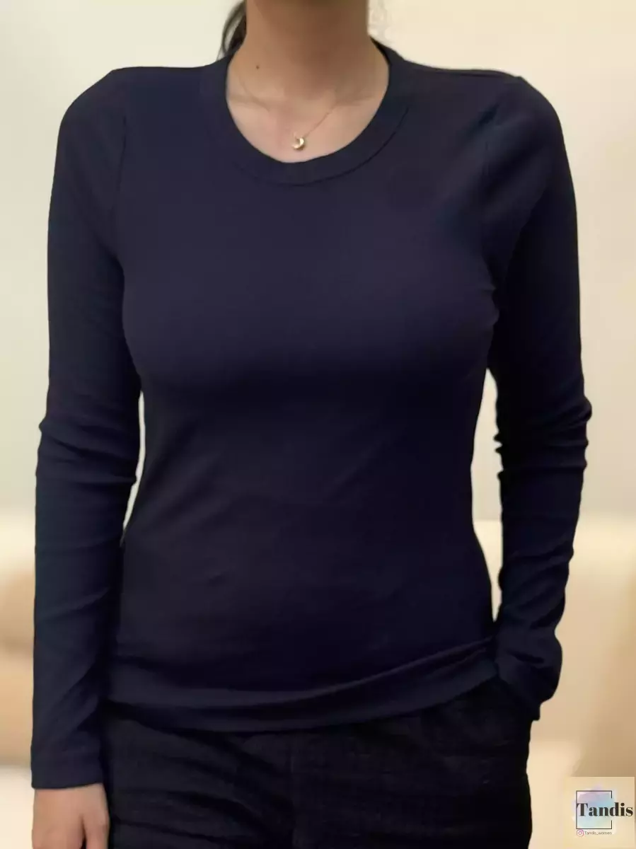 تیشرت آستین بلند کبریتی یقه گرد ساده