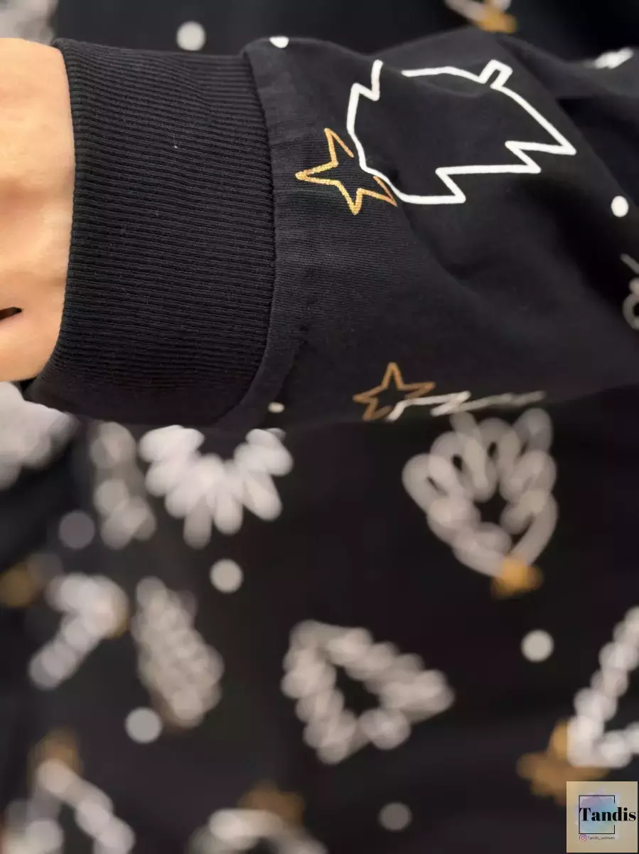 تیشرت آستین بلند سرمه ای طرحدار