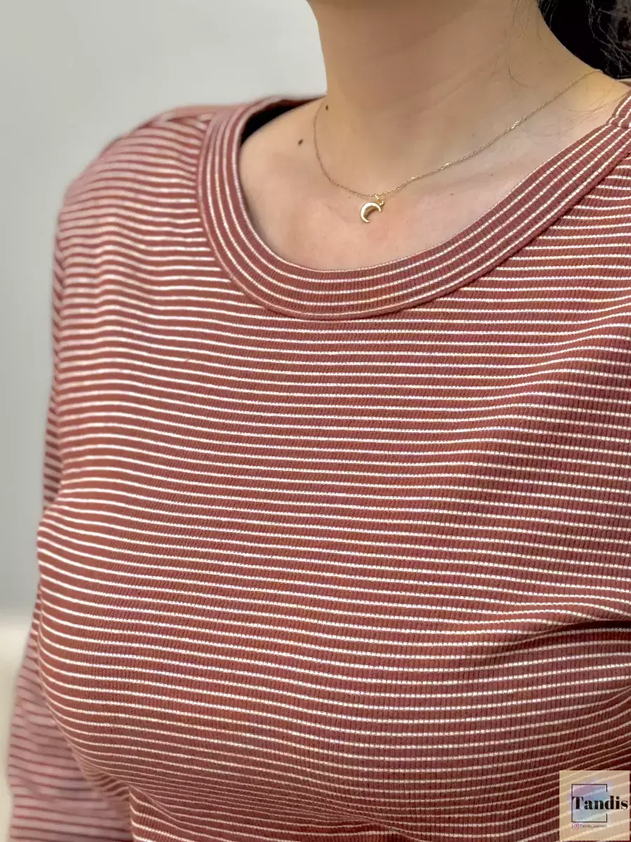 تیشرت آستین بلند راه راه (مشکی/عنابی/سفید)