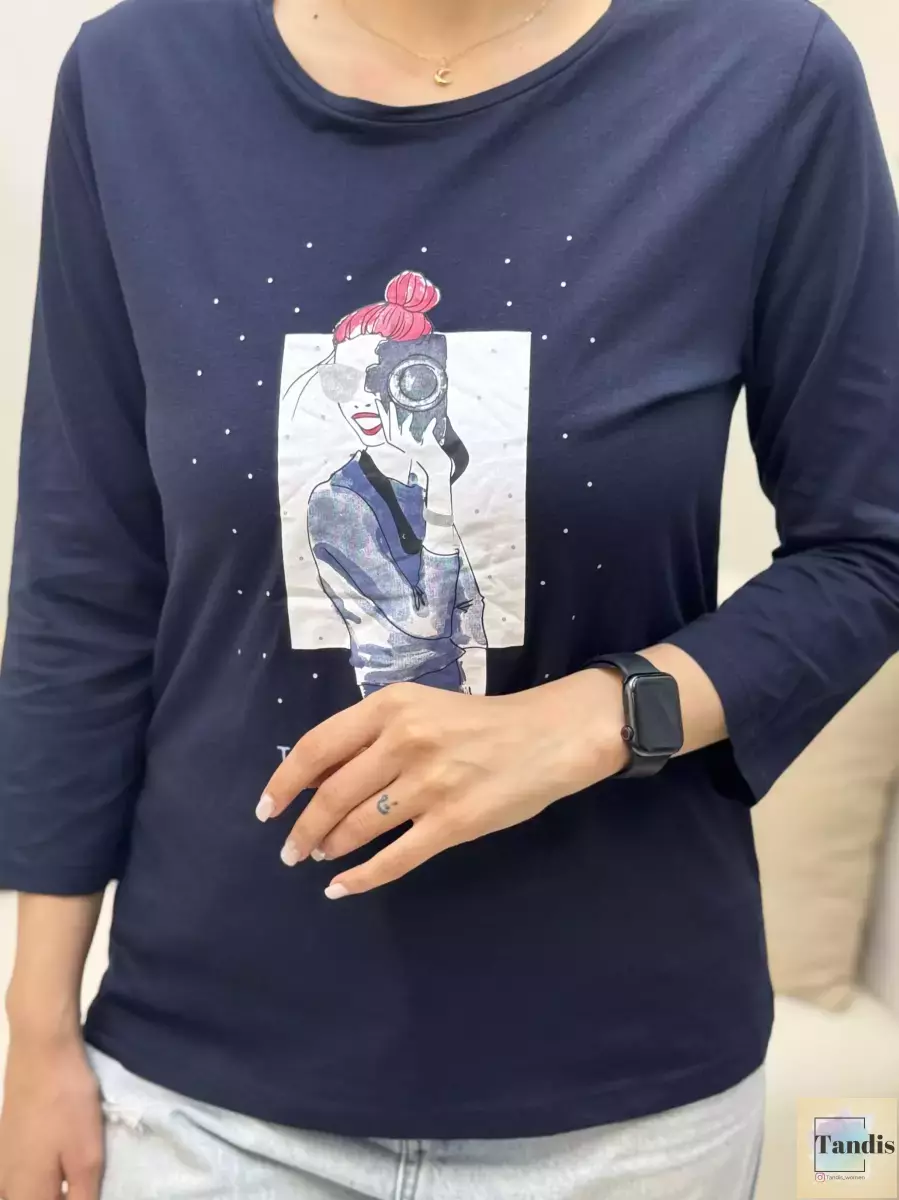 تیشرت آستین بلند(طرح دختر)2رنگ