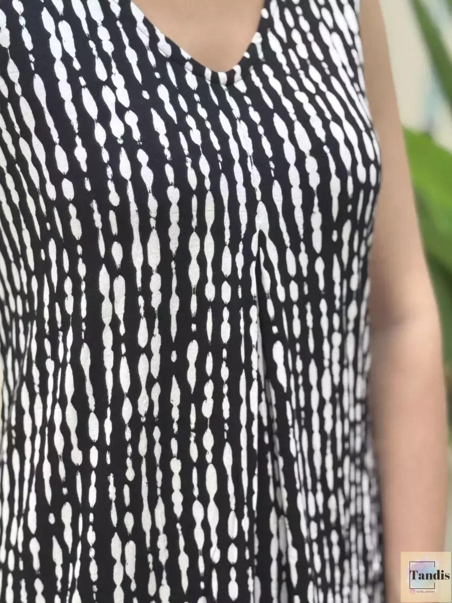 پیراهن ویسکوز طرحدار(آبی-مشکی)