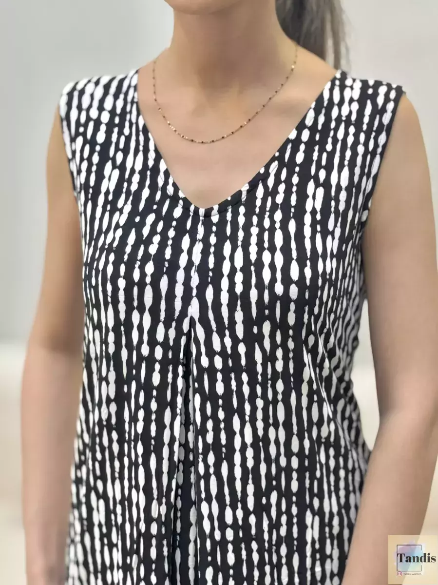 پیراهن ویسکوز طرحدار(آبی-مشکی)