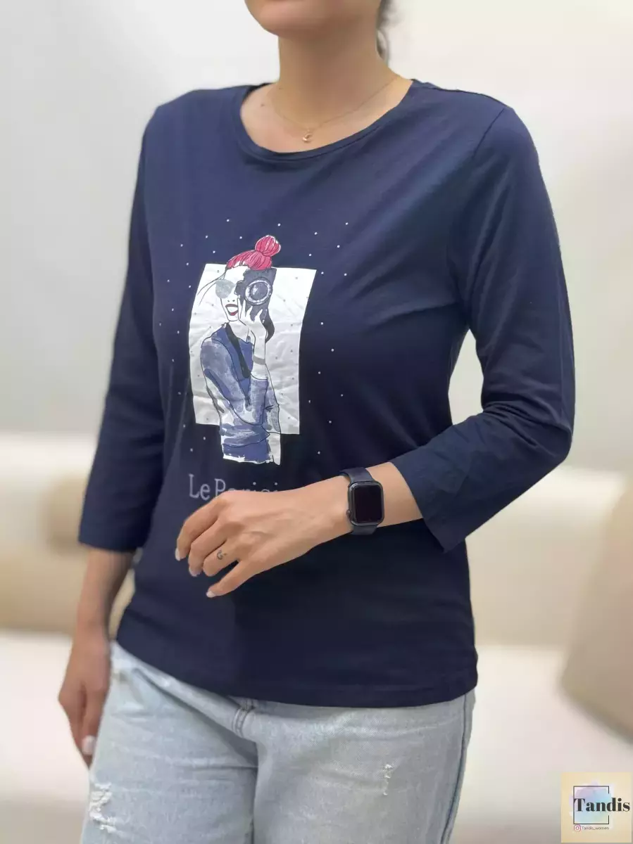 تیشرت آستین بلند(طرح دختر)2رنگ