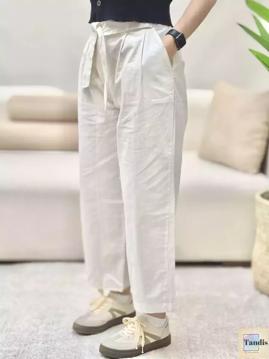 ست شومیز شلوار لینن شیری و سبز