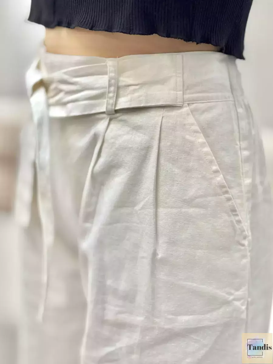 ست شومیز شلوار لینن شیری و سبز