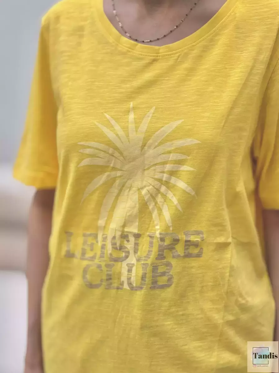 تیشرت زرد چاپ نخل