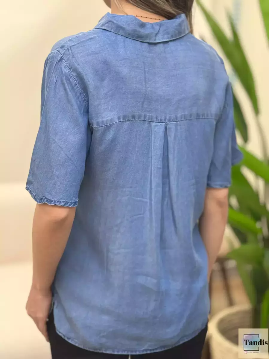 شومیز جین آستین کوتاه