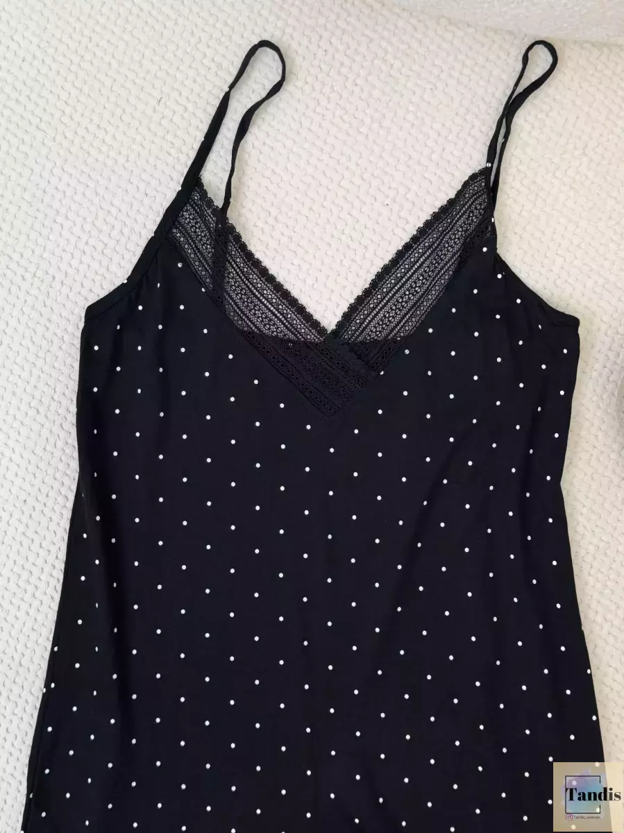 پیراهن ویسکوز مشکی(خال خالی)