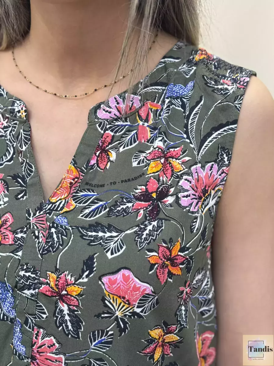 تاپ گلدار (پایین کش دار)