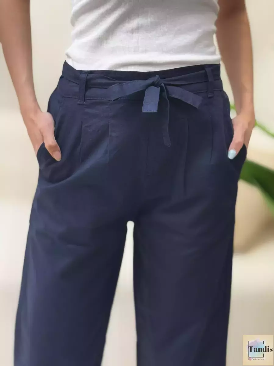 شلوار سرمه ای کمربند دار