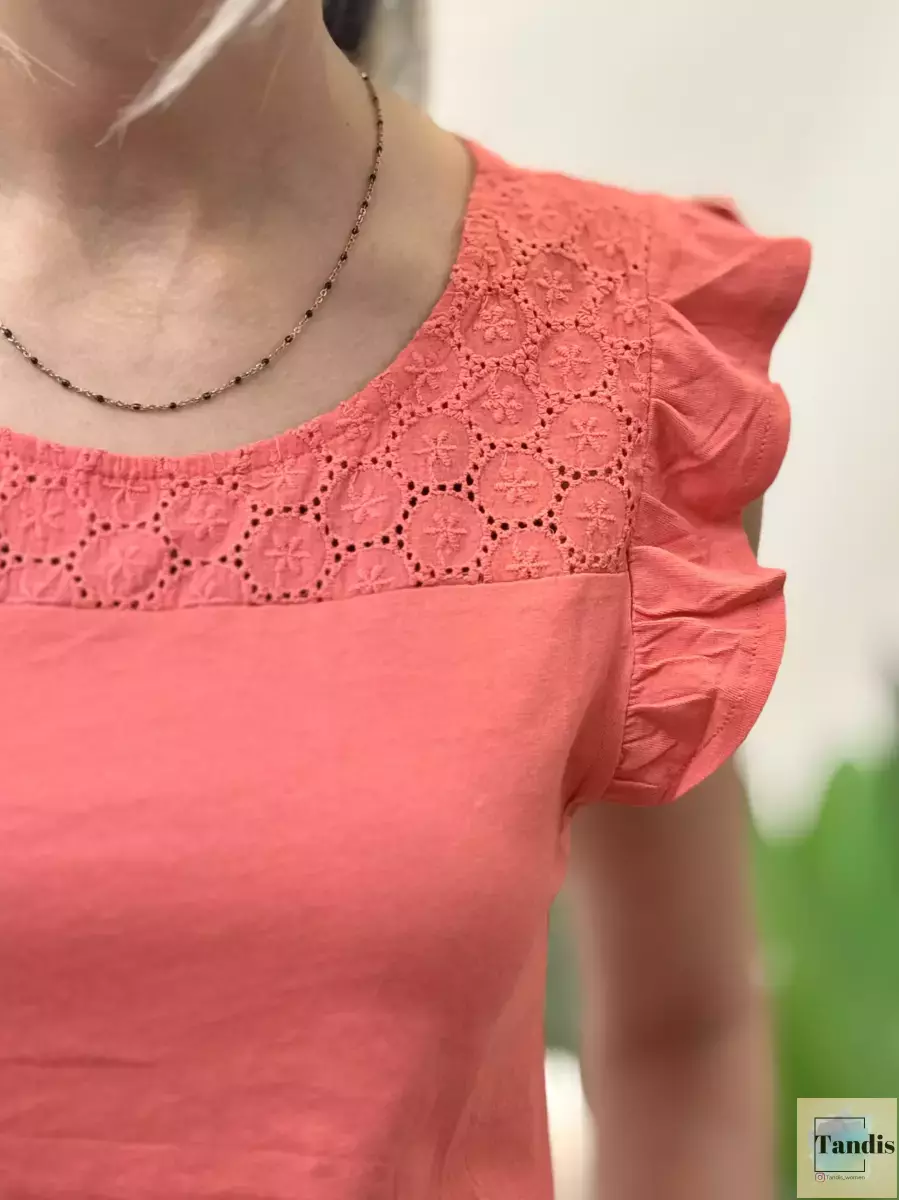 تاپ آستین چین دار (گلبهی/سبز)