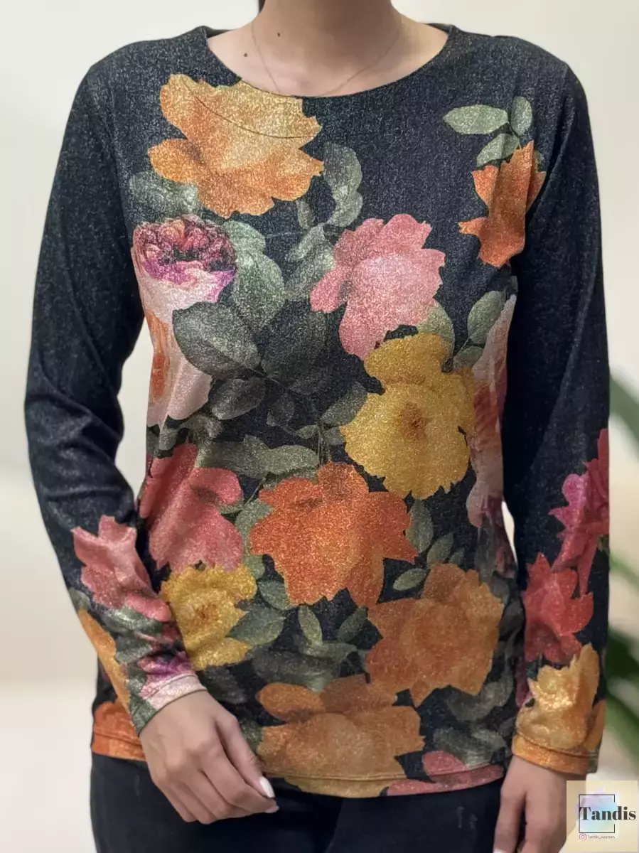 بلوز آستین بلند لمه گل دار