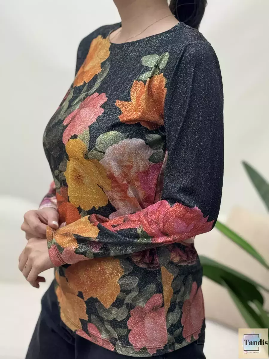 بلوز آستین بلند لمه گل دار