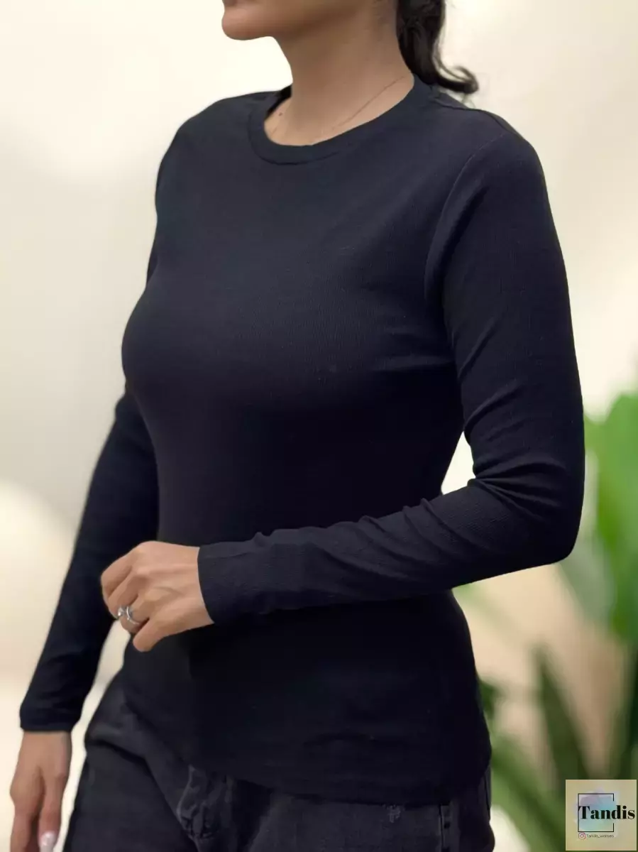 تیشرت آستین بلند کبریتی یقه گرد