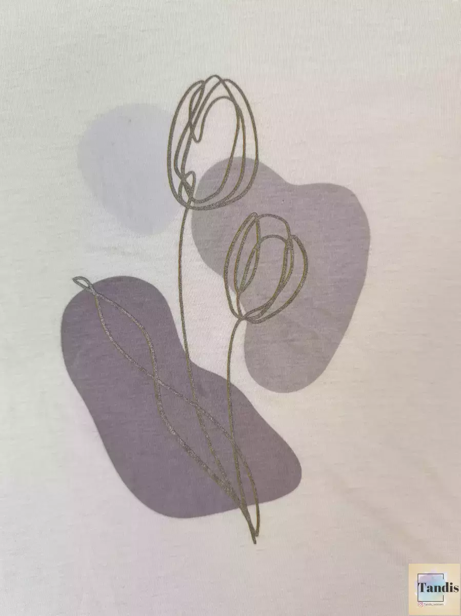 تیشرت کرم چاپ گل (lc)